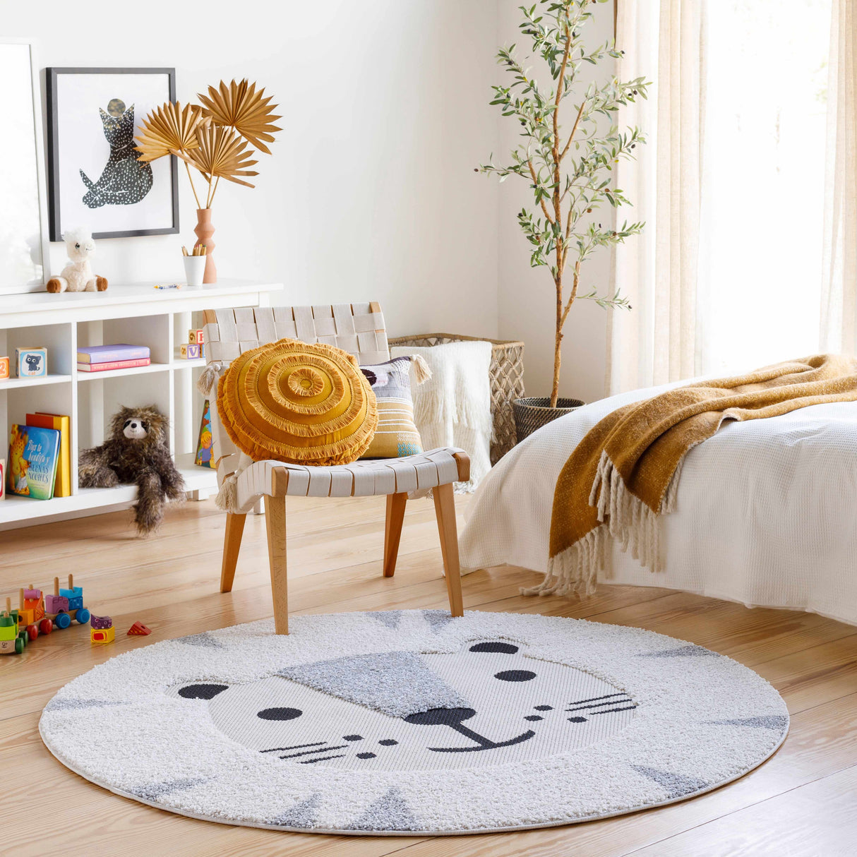 Kids Lion Animal Print Nursery Area Rug