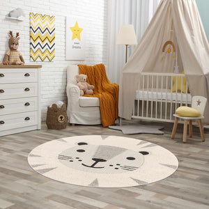 Kids Lion Animal Print Nursery Area Rug