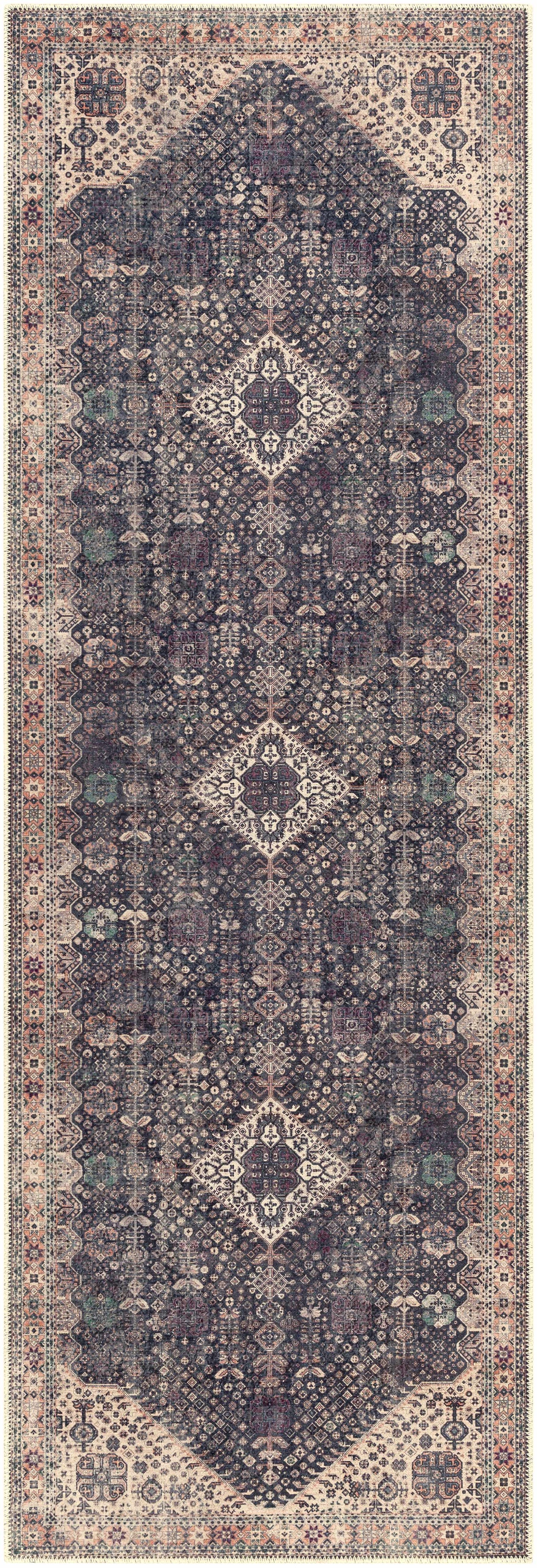 Kittrell Brown Medallion Washable Rug