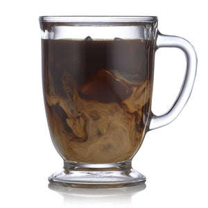 Kona Glass Coffee Mugs, 16 ounce, Set of 6
