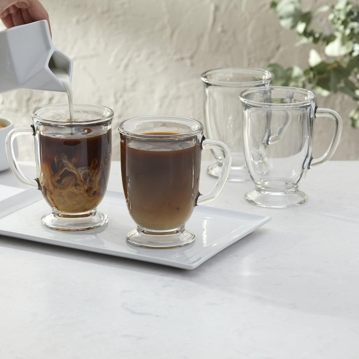 Kona Glass Coffee Mugs, 16 ounce, Set of 6