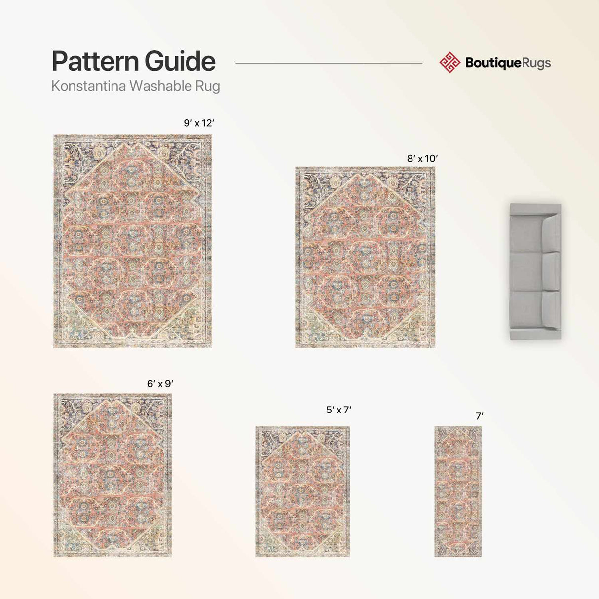 Konstantina Washable Area Rug - Clearance