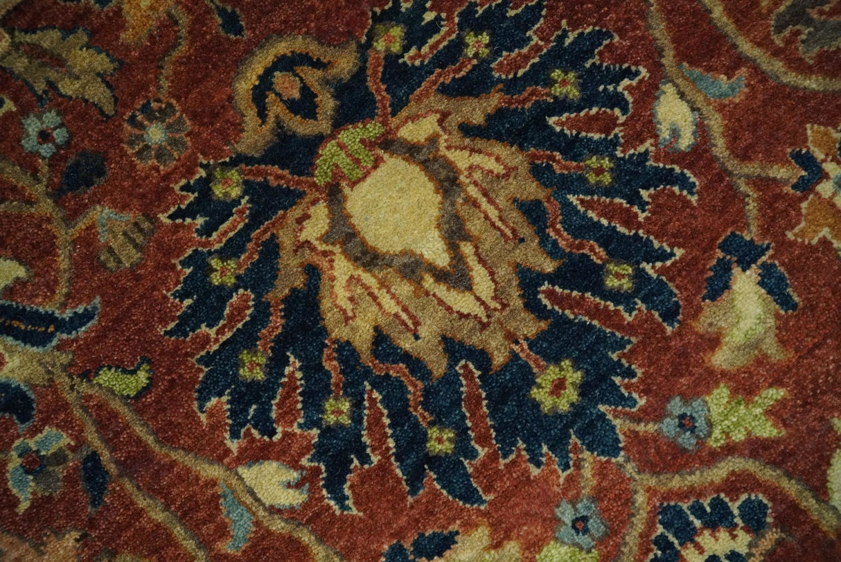 Large 8x10 Fine Hand Knotted Rust and Beige Traditional Vintage Style Mahal Antique Wool Rug | TRDCP468810