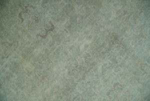 Large 9x12 Traditional Antique Style Beige and Aqua Turkish Knot Wool Rug