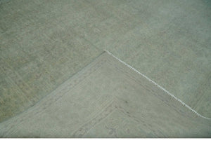 Large 9x12 Traditional Antique Style Beige and Aqua Turkish Knot Wool Rug