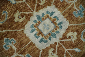Large Rust and Blue 9x12 Hand Knotted Traditional Wool Turkish Design Area Rug