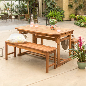 Larkspur 3-Piece Outdoor Patio Wood Dining Set