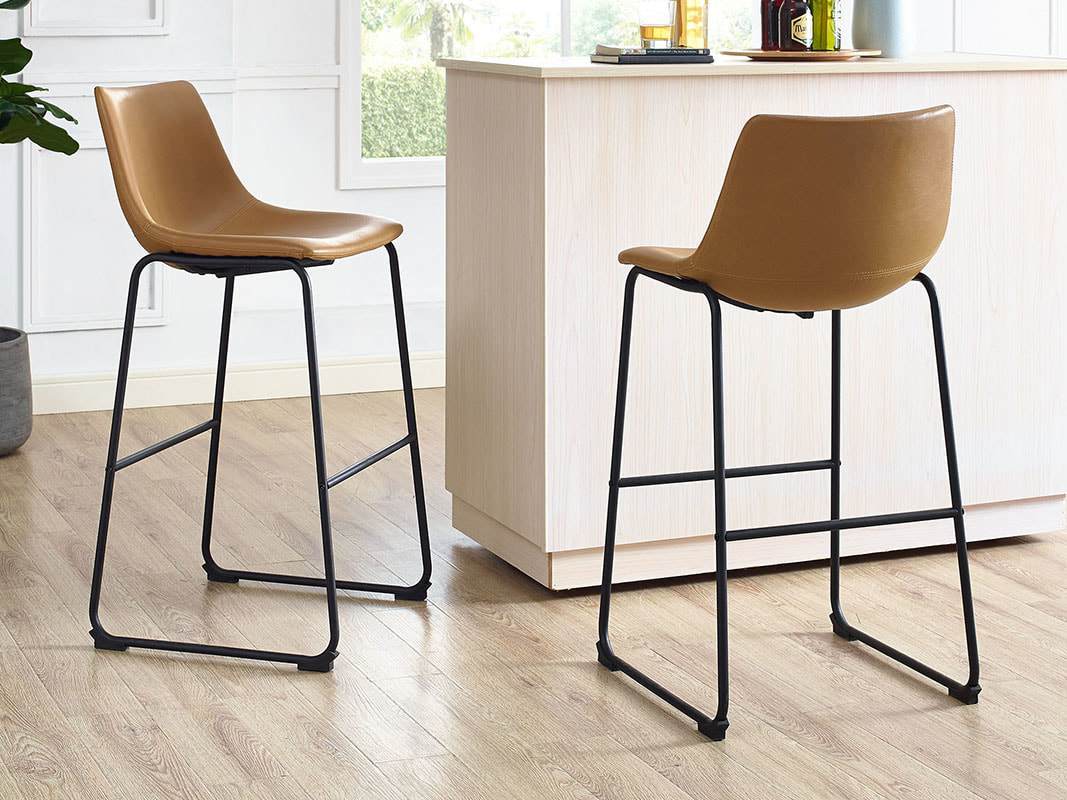 Laton Faux Leather Bar Stool, Set of 2