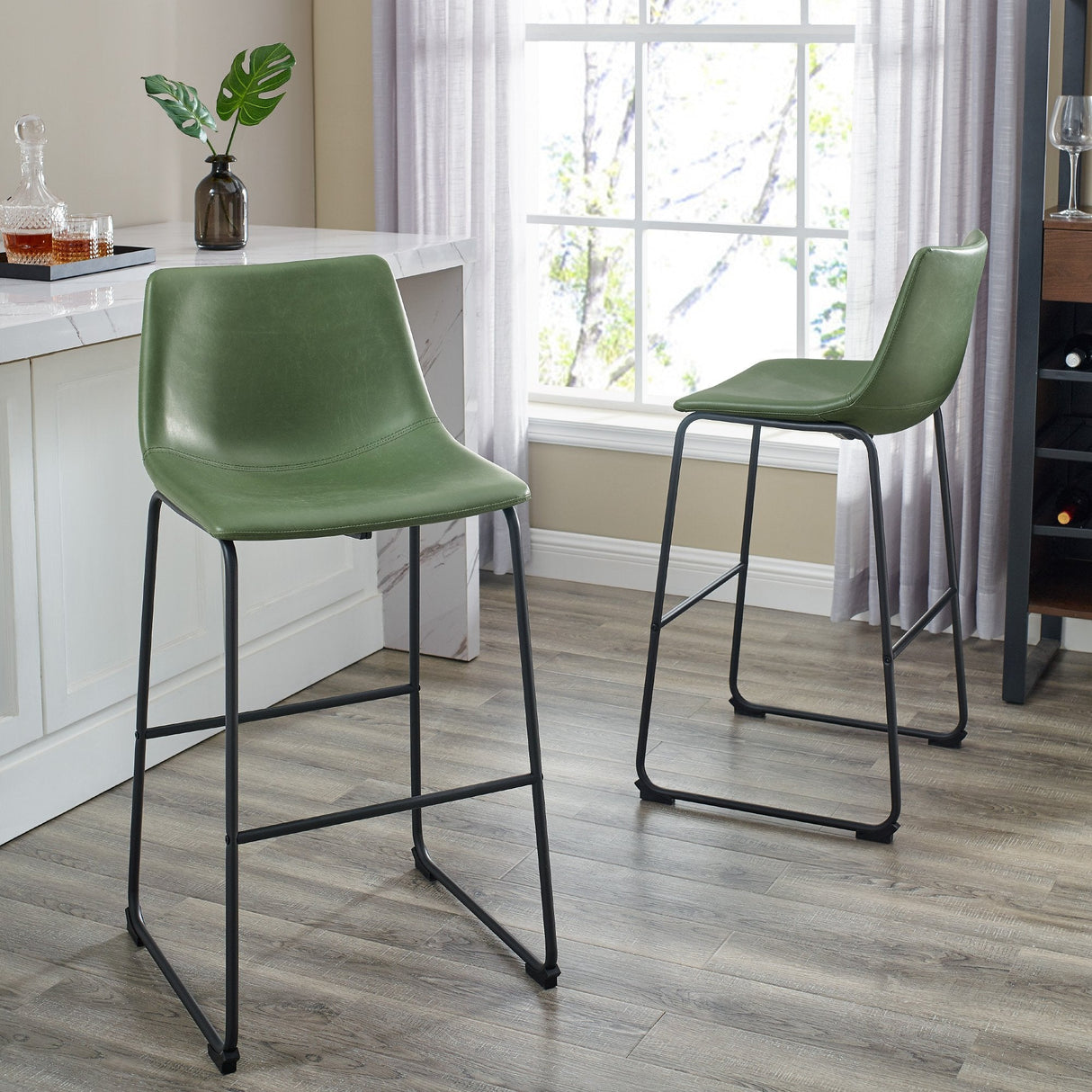 Laton Faux Leather Bar Stool, Set of 2