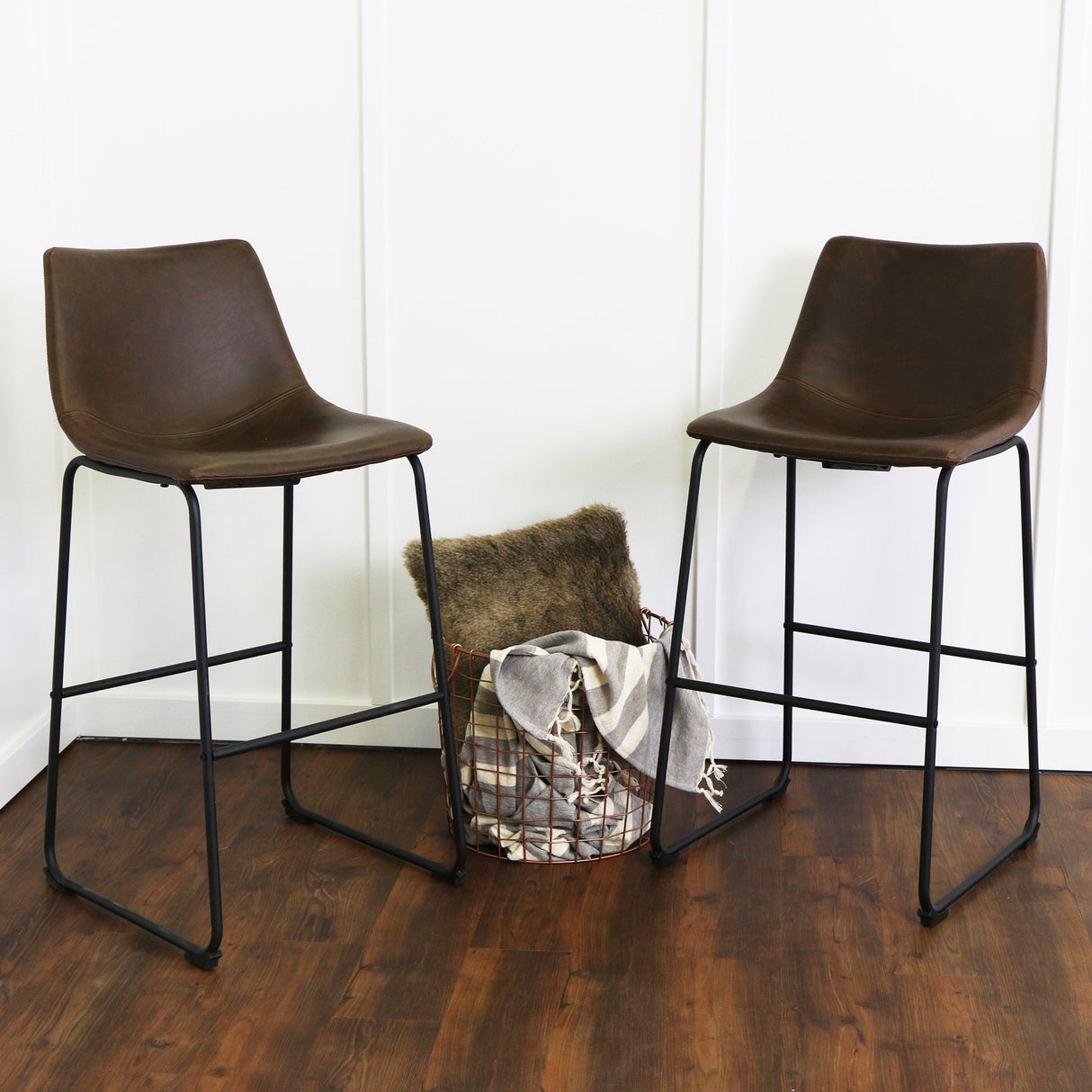 Laton Faux Leather Bar Stool, Set of 2