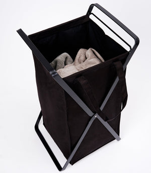 Laundry Hamper with Cotton Liner - Two Sizes - Steel + Cotton