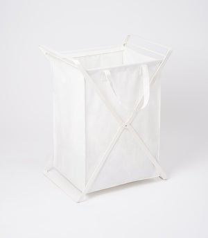 Laundry Hamper with Cotton Liner - Two Sizes - Steel + Cotton