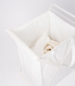 Laundry Hamper with Cotton Liner - Two Sizes - Steel + Cotton