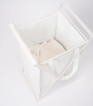 Laundry Hamper with Cotton Liner - Two Sizes - Steel + Cotton