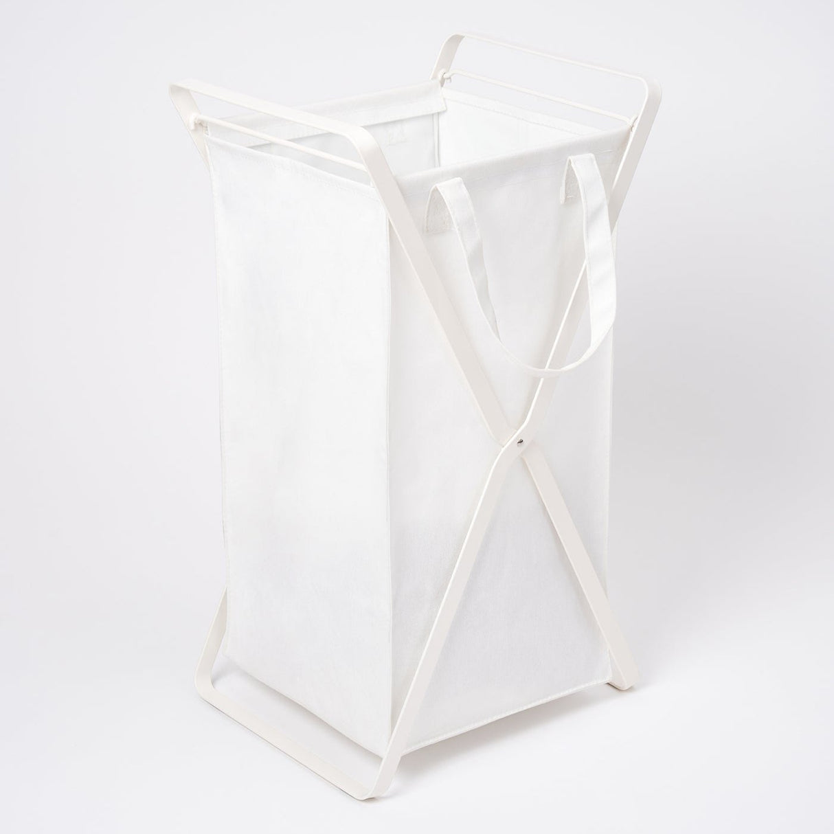 Laundry Hamper with Cotton Liner - Two Sizes - Steel + Cotton