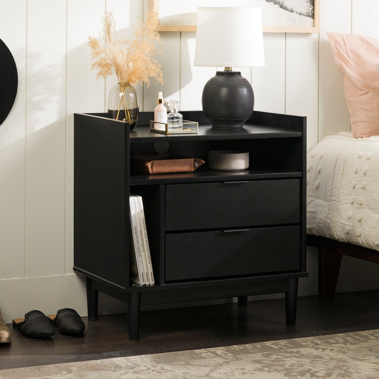 Lee Mid-Century Modern Wood Nightstand