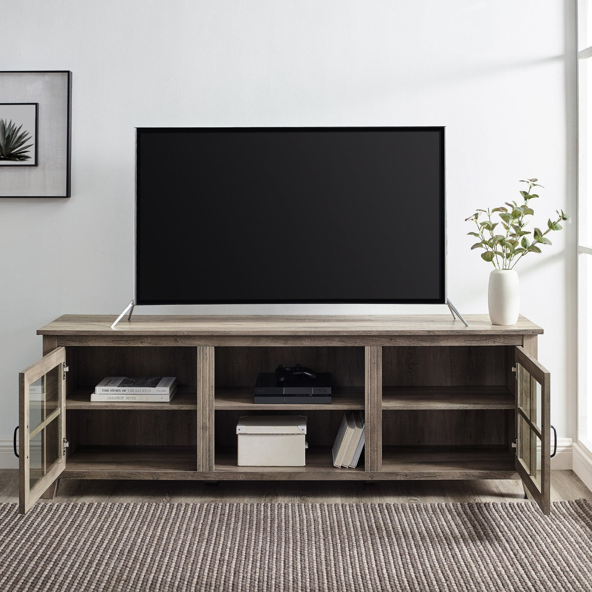 Lennox Window Pane Wood TV Stand