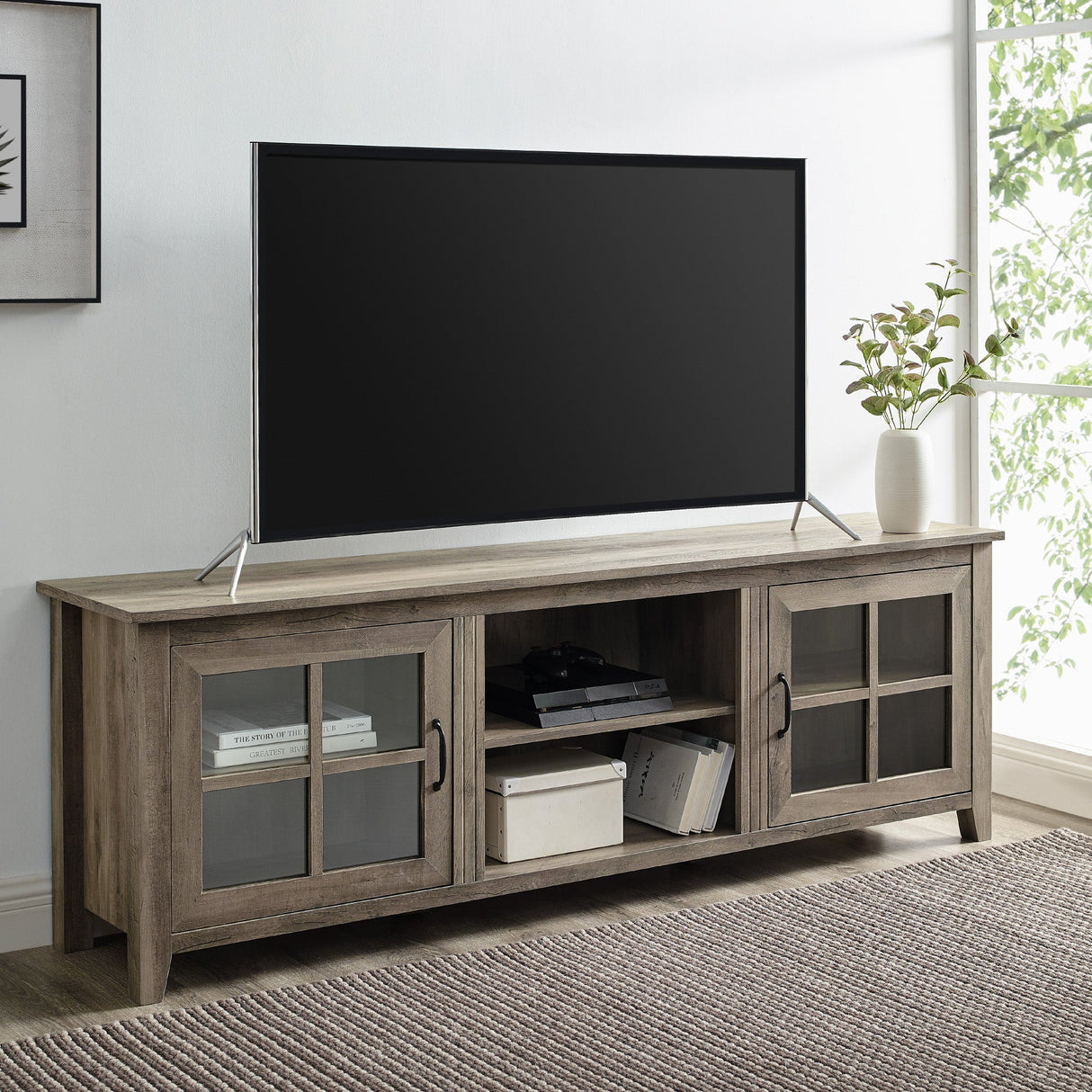 Lennox Window Pane Wood TV Stand