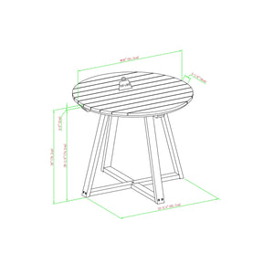 Leopold Modern Slat-Top Patio Round Dining Table