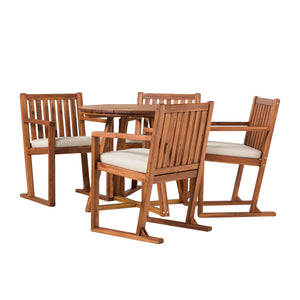 Leopold Modern Wood 5-Piece Outdoor Dining Set