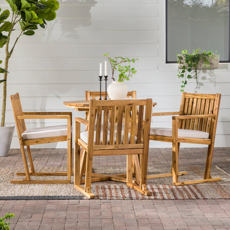 Leopold Modern Wood 5-Piece Outdoor Dining Set