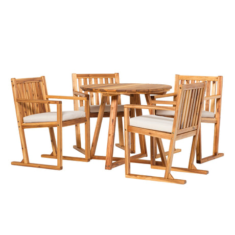 Leopold Modern Wood 5-Piece Outdoor Dining Set