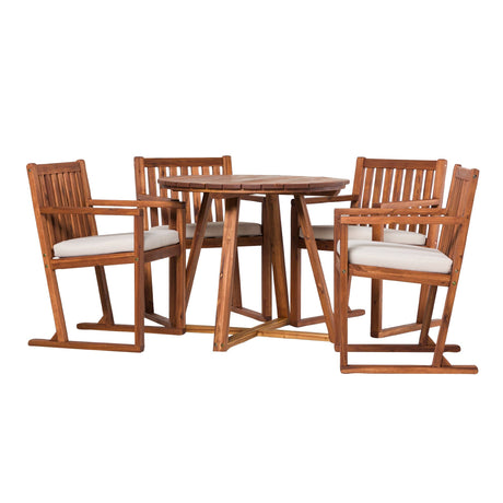 Leopold Modern Wood 5-Piece Outdoor Dining Set