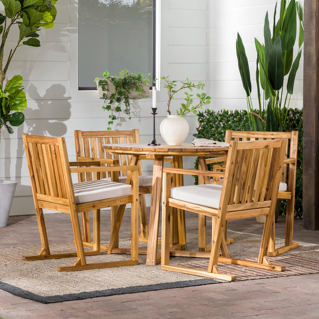 Leopold Modern Wood 5-Piece Outdoor Dining Set