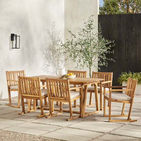 Leopold Modern Wood 7-Piece Outdoor Dining Set