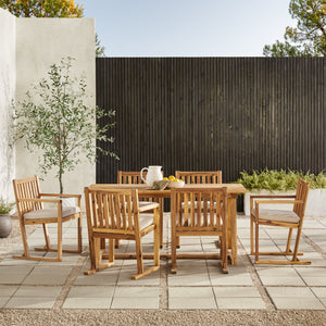 Leopold Modern Wood 7-Piece Outdoor Dining Set