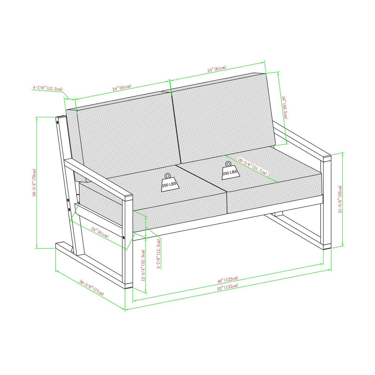 Leopold Modern Wood Outdoor 4-Piece Chat Set with Coffee Table