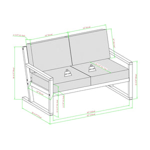 Leopold Modern Wood Outdoor 4-Piece Chat Set with Coffee Table