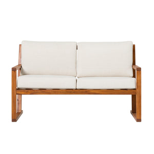 Leopold Modern Wood Slatted Outdoor Loveseat