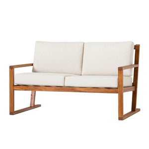 Leopold Modern Wood Slatted Outdoor Loveseat