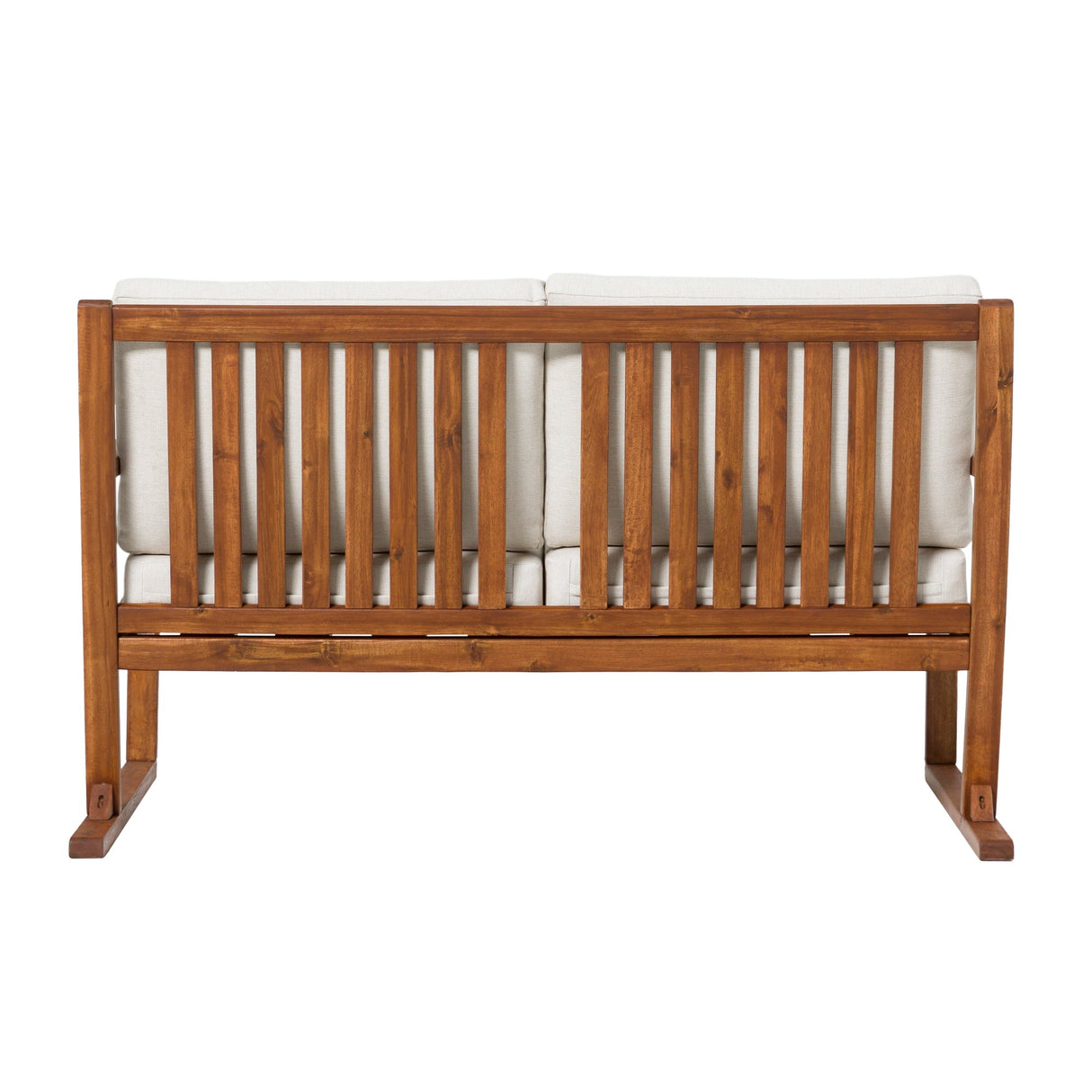 Leopold Modern Wood Slatted Outdoor Loveseat