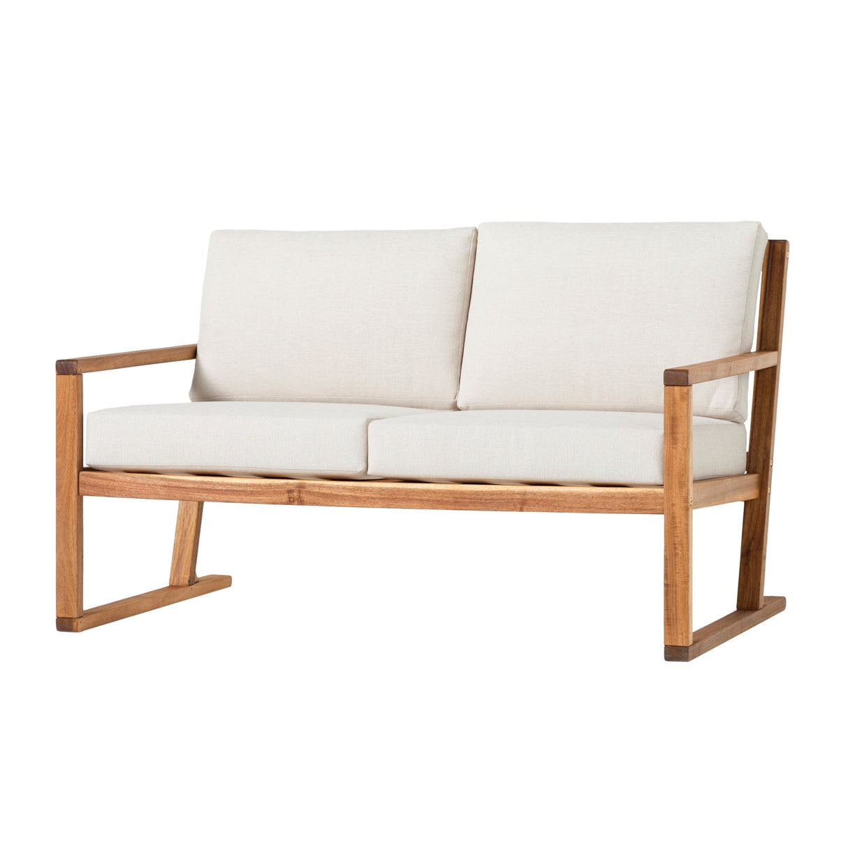 Leopold Modern Wood Slatted Outdoor Loveseat