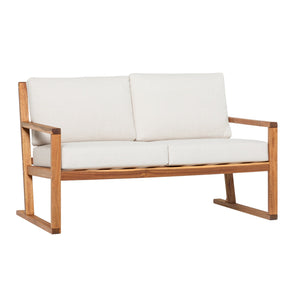 Leopold Modern Wood Slatted Outdoor Loveseat