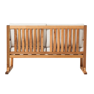 Leopold Modern Wood Slatted Outdoor Loveseat