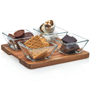 Libbey Acaciawood 4-Piece Cheese Board Serving Set with Wood Serving Board