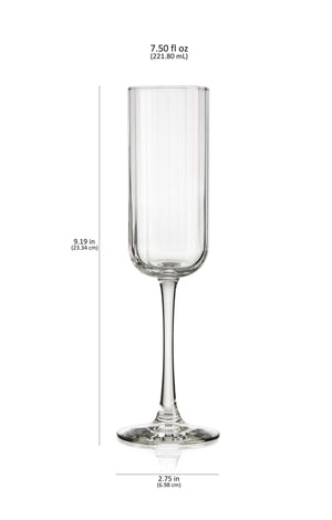 Libbey Paneled Champagne Flute Glasses, 7.5-ounce, Set of 4