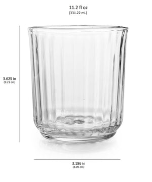 Libbey Paneled Double Old Fashioned Rocks Glasses, 11.2-ounce, Set of 6