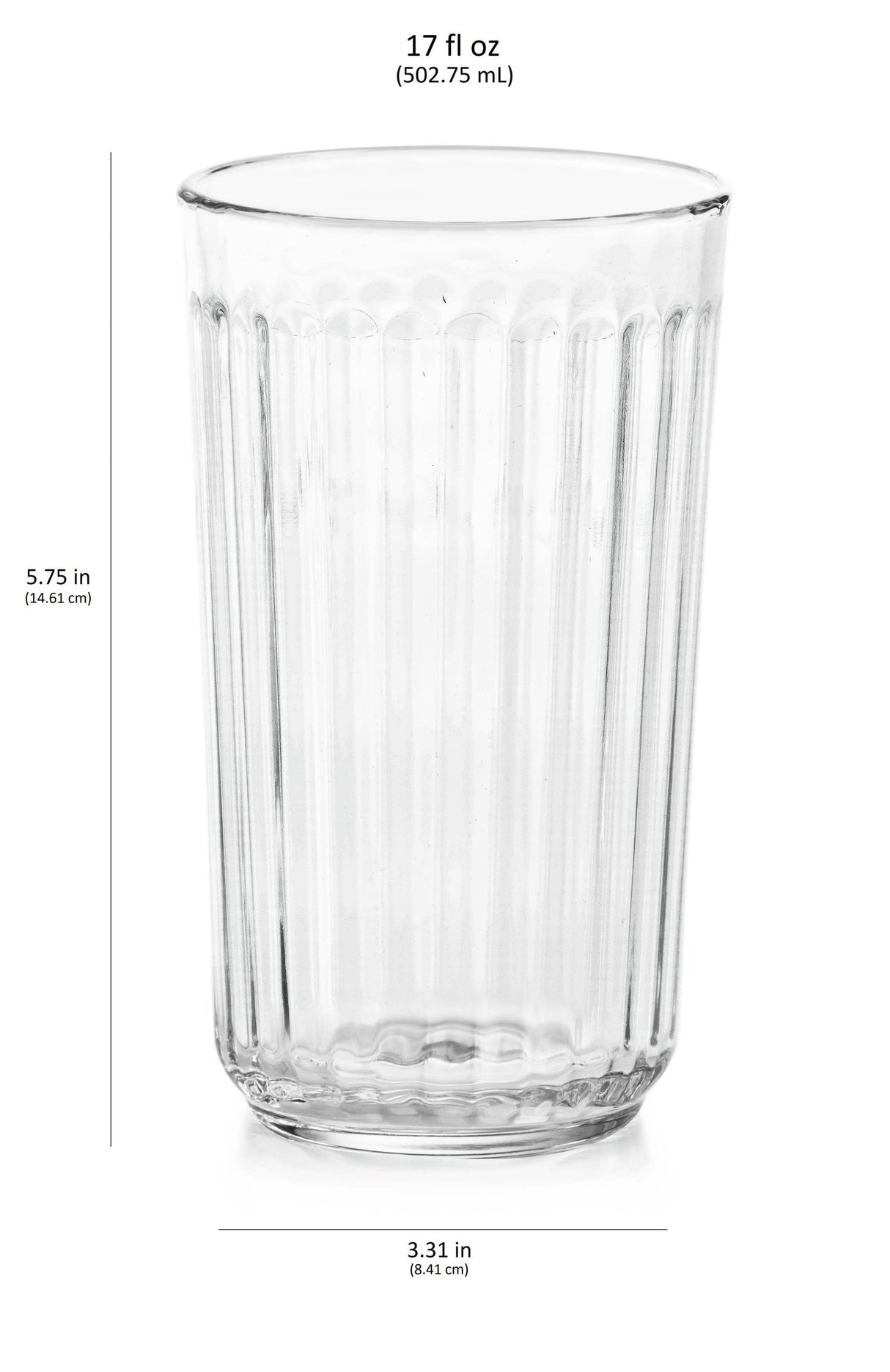 Libbey Paneled Tumbler Drinking Glasses, 17 ounce, Set of 6