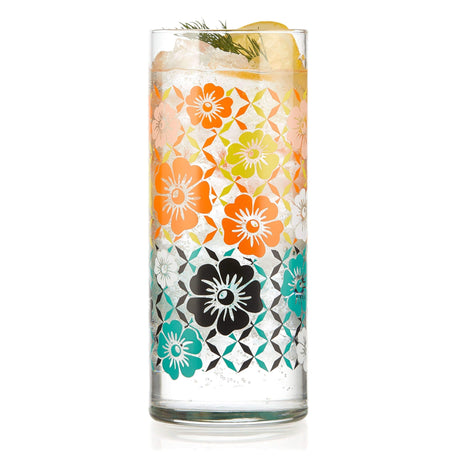 Libbey Vintage Flower Power Cooler Glasses, 16-ounce, Set of 4