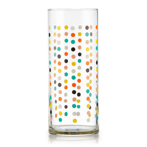 Libbey Vintage Flower Power Party Dots Cooler Glasses, 16-ounce, Set of 4