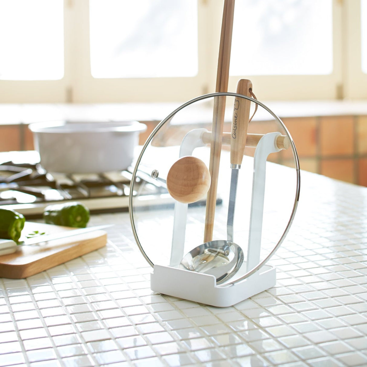 Lid & Ladle Stand - Steel + Wood