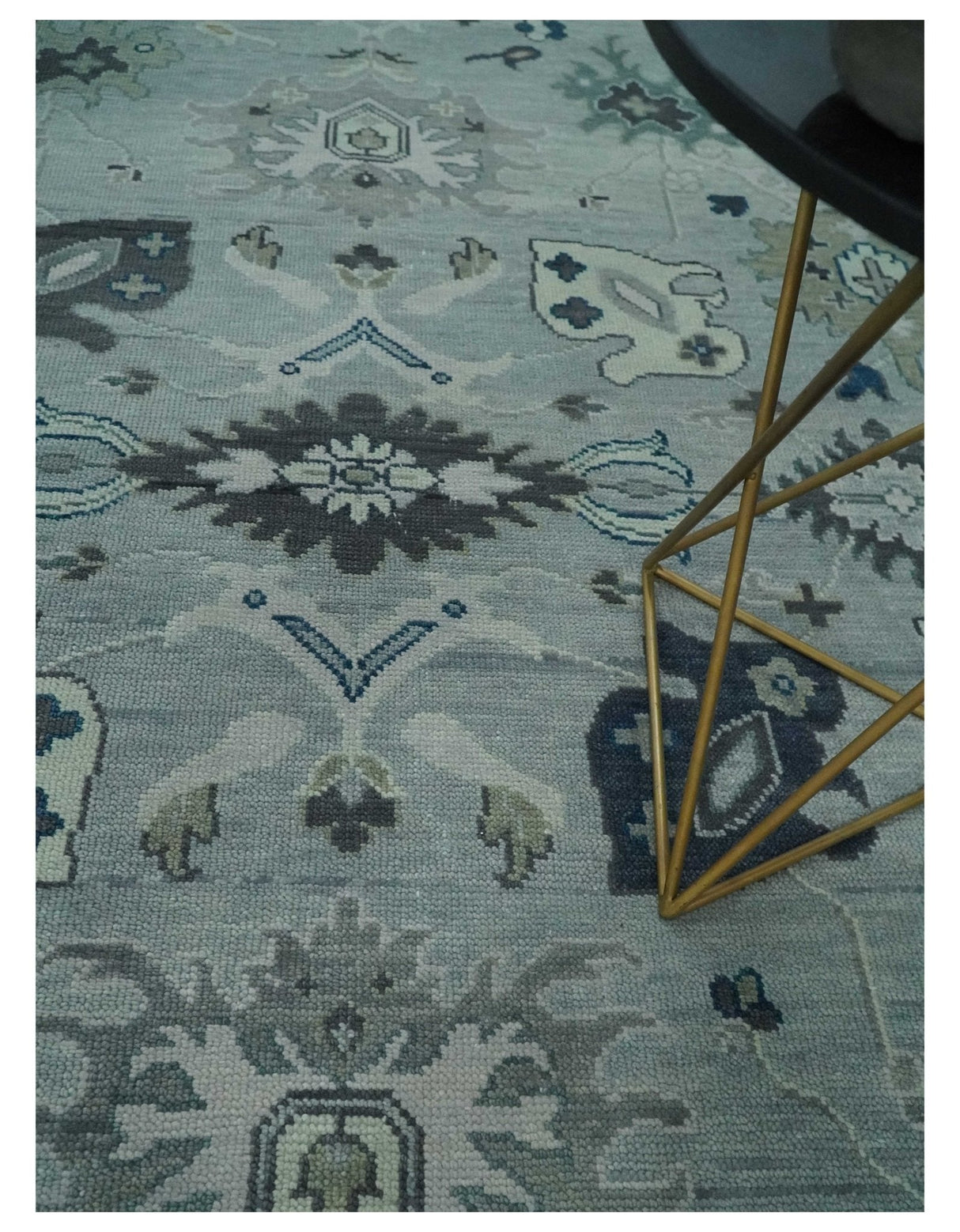Light Blue Hand knotted Traditional Oushak Multi Size wool Area Rug