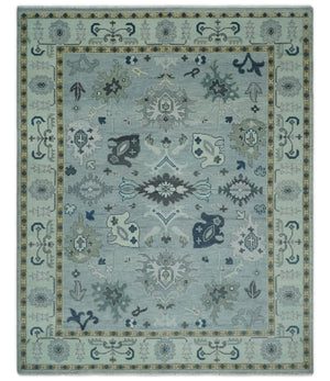Light Blue Hand knotted Traditional Oushak Multi Size wool Area Rug
