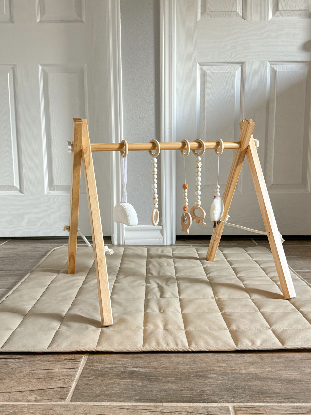 Lilac Wooden Baby Gym | Montessori Infant Play Gym with Hanging Toys