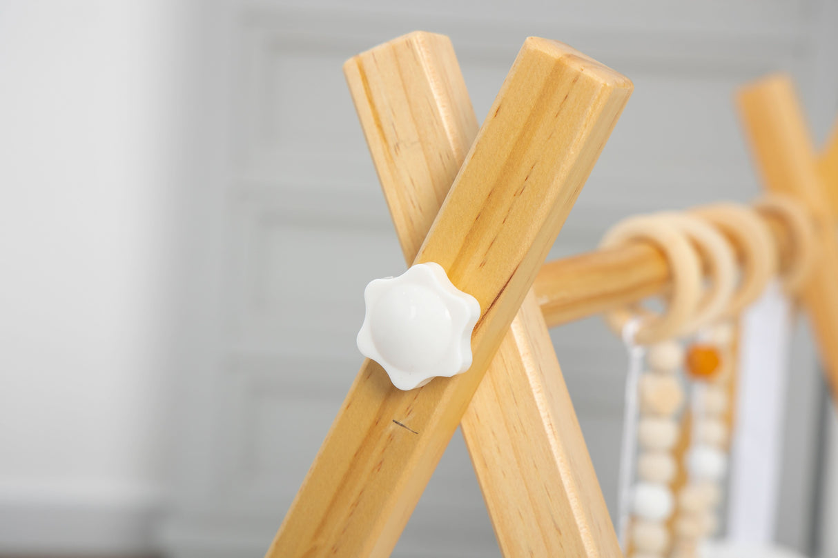 Lilac Wooden Baby Gym | Montessori Infant Play Gym with Hanging Toys