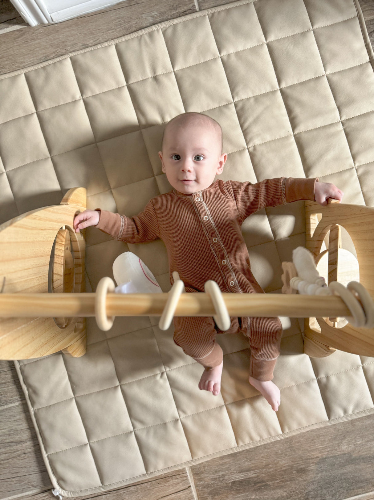 Lilac Wooden Baby Gym | Montessori Infant Play Gym with Hanging Toys